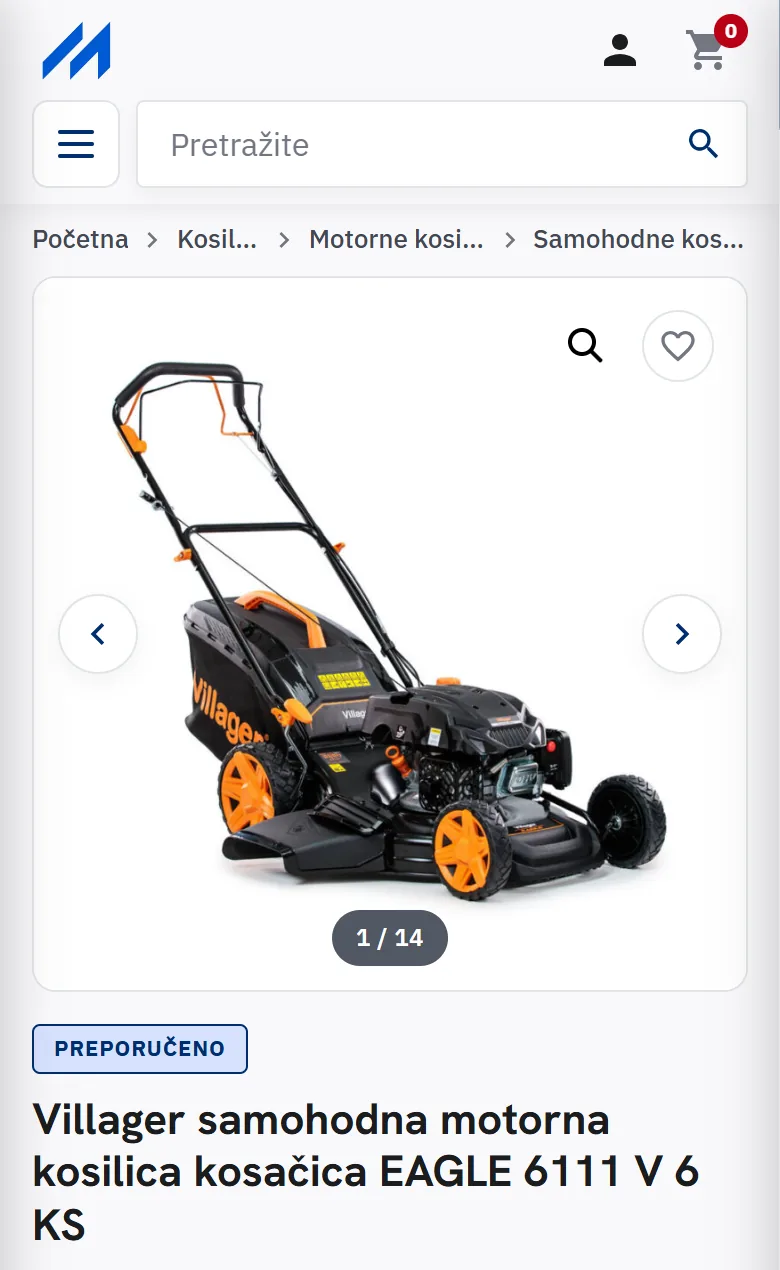 The Villager EAGLE 6111 V product page on mrt.ba, phone screenshot
